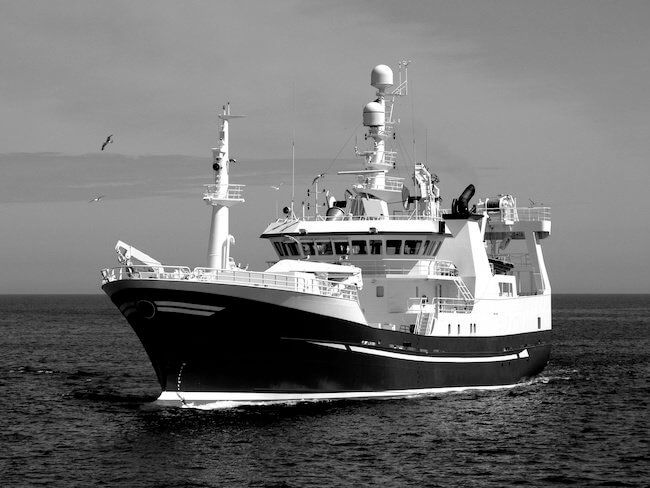 Fishing vessel underway at sea