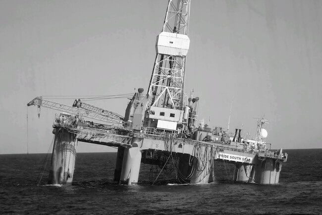 Offshore drilling rig at sea