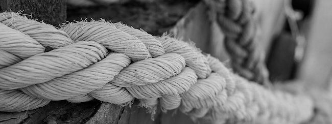 Close-up of a heavy mooring rope